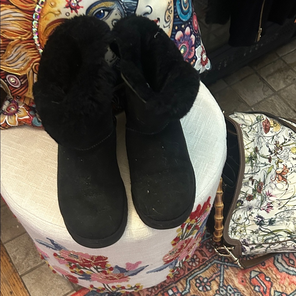 UGG Black Fur-Lined Winter Boots